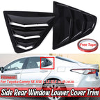 Gloss Black Window Louvers Rear Side Vent Cover for Toyota Camry (2018–2024)