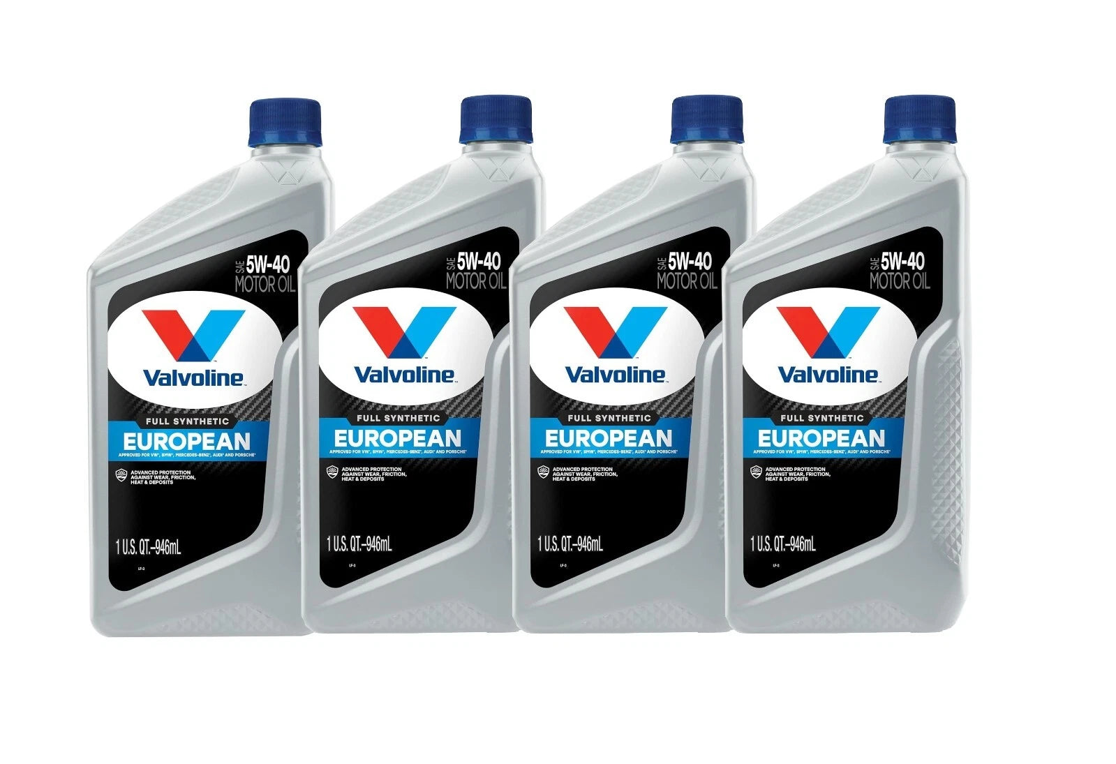 Set of 4 Quarts Full Synthetic SAE 5W-40 Motor Oil for European Vehicles
