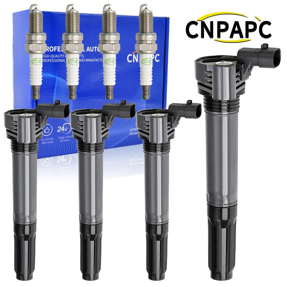 Set of 4 Ignition Coils + 4 Spark Plugs for Fiat 500 (2012–2017) UF649 68070492AB
