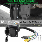 7 Way & 4 Pin Dual-Output Trailer Light Connector for Toyota Tacoma Tundra