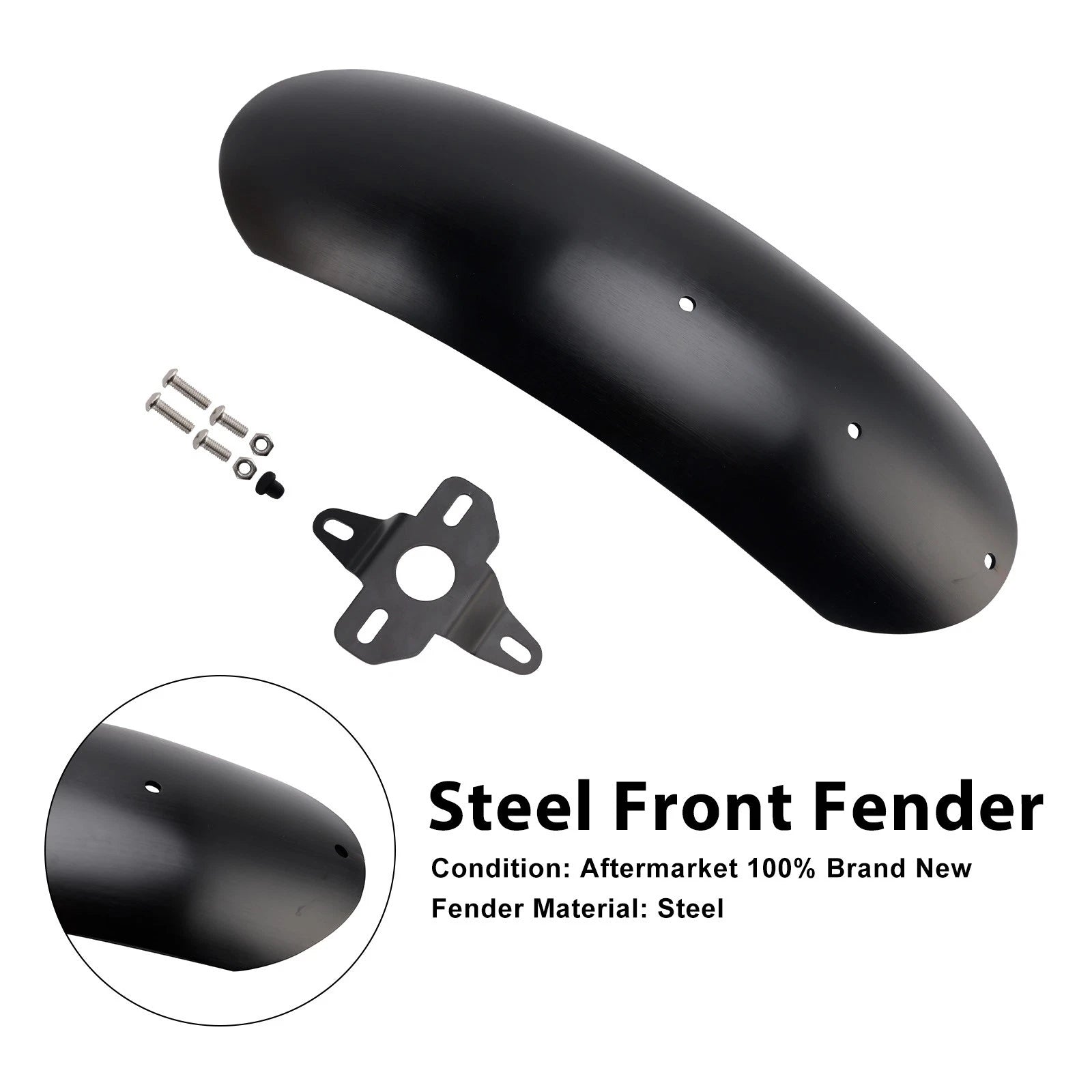 Steel Front Fender Mudguard for Moto Guzzi V7 Stone Special (2017–2025) Black