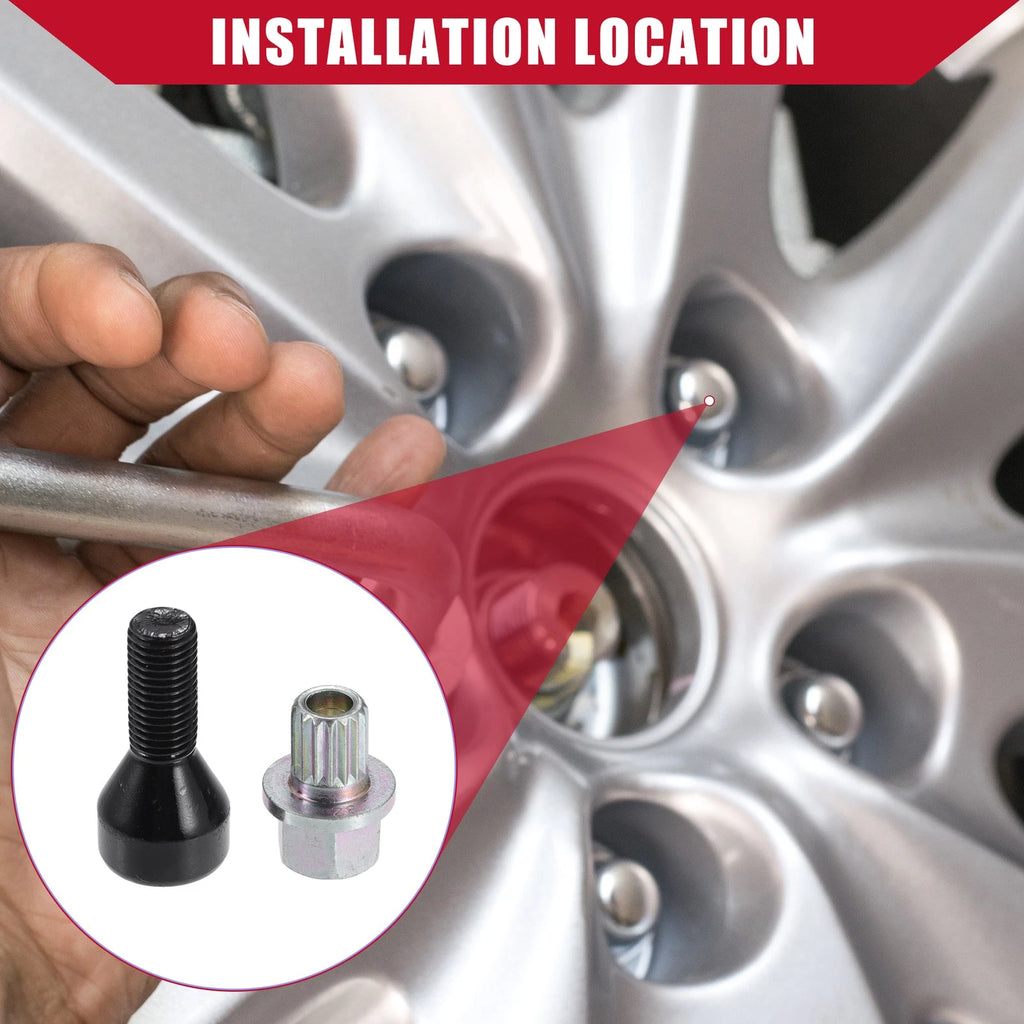 Set of 4 Wheel Lock Lug Nuts Bolts for BMW 528i Z4 328i 330i (No.36136786419)