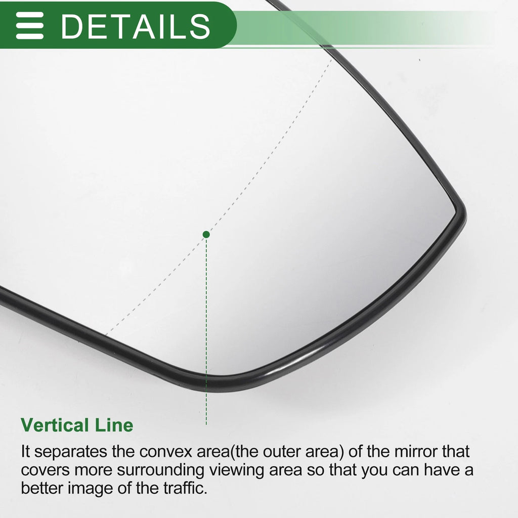 Right Side Heated White Mirror Glass for Ford Kuga (2012–2019) 639664013066