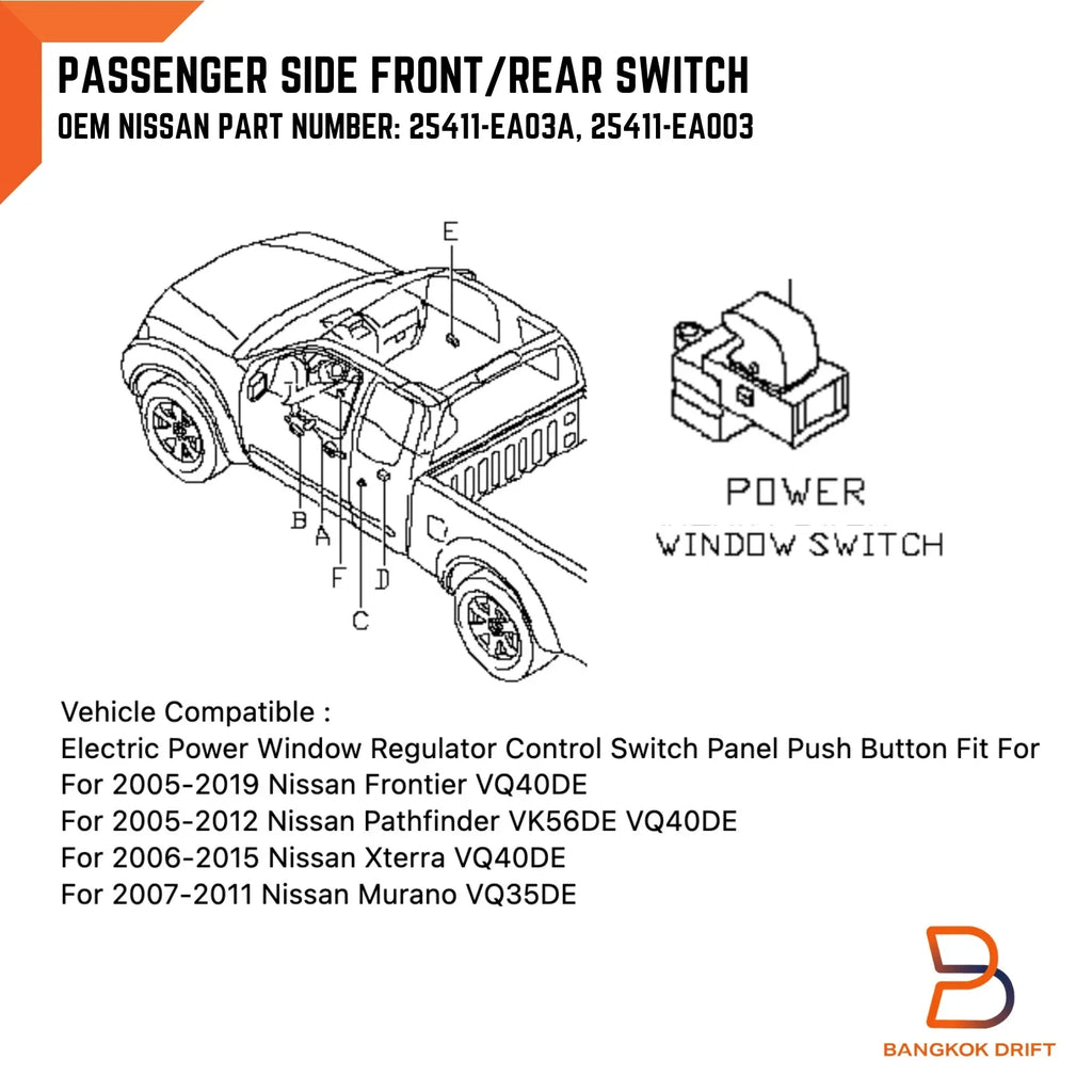 Power Window Switch for Nissan Navara D40 YD25 (2005-2014)