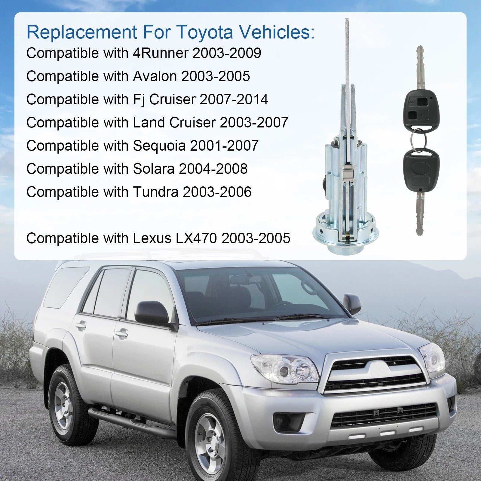 Ignition Lock Cylinder Switch with 2 Keys for Sequoia Tundra (2001-2007)