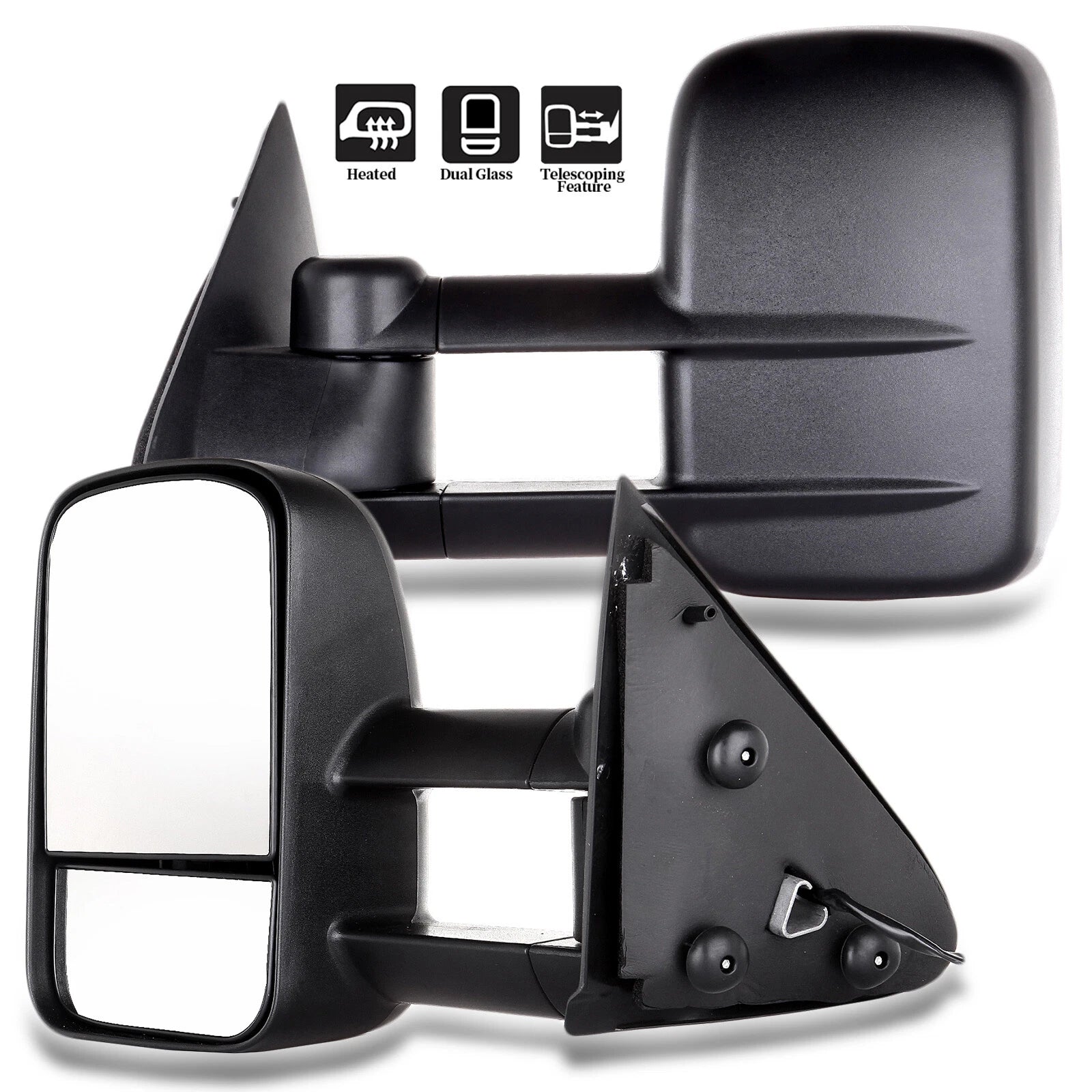 Pair of Telescoping Trailer Power Side Mirrors for F150/F250 (1997–2003)