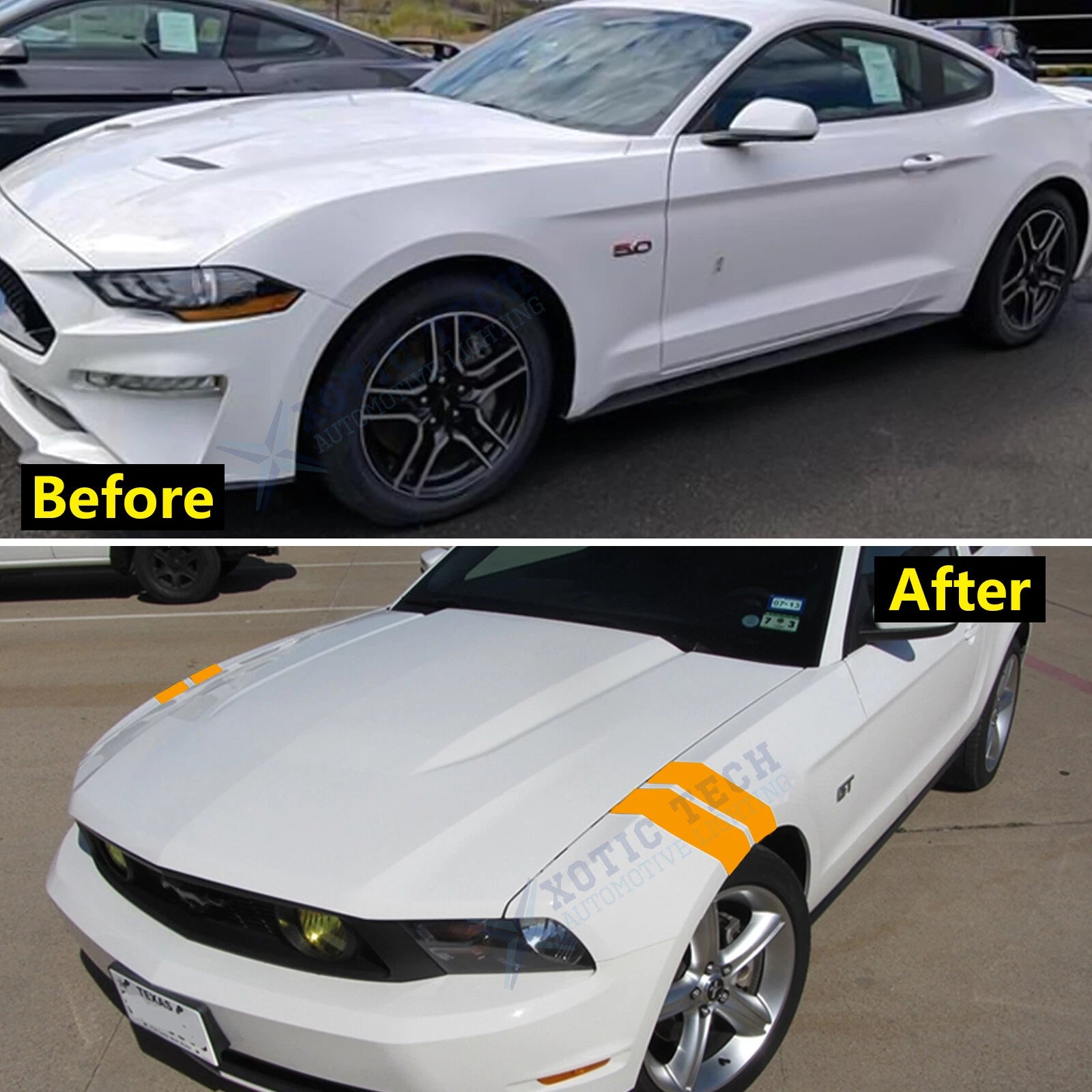 Racing Rally Stripes Vinyl Decal for Yellow Roll Front Hood Fender (2016-2017)