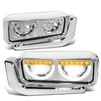 LED Halo Ring DRL Turn Signal Headlights Chrome for Peterbilt 359 379 389 (1981–2021)
