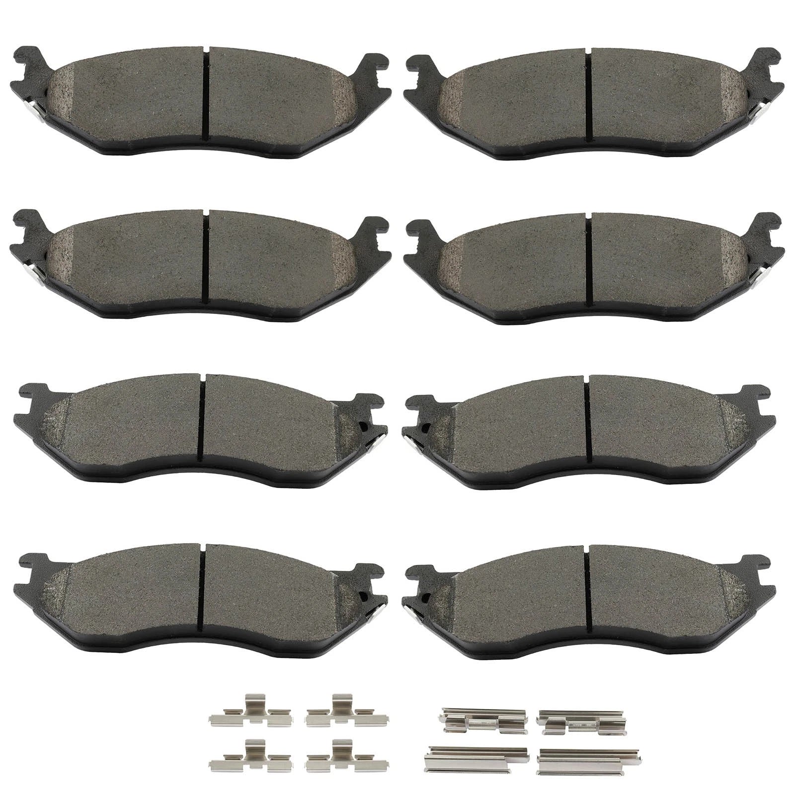 Set of 8 Semi-Metallic Brake Pads for Dodge Ram 1500 (2002–2004)