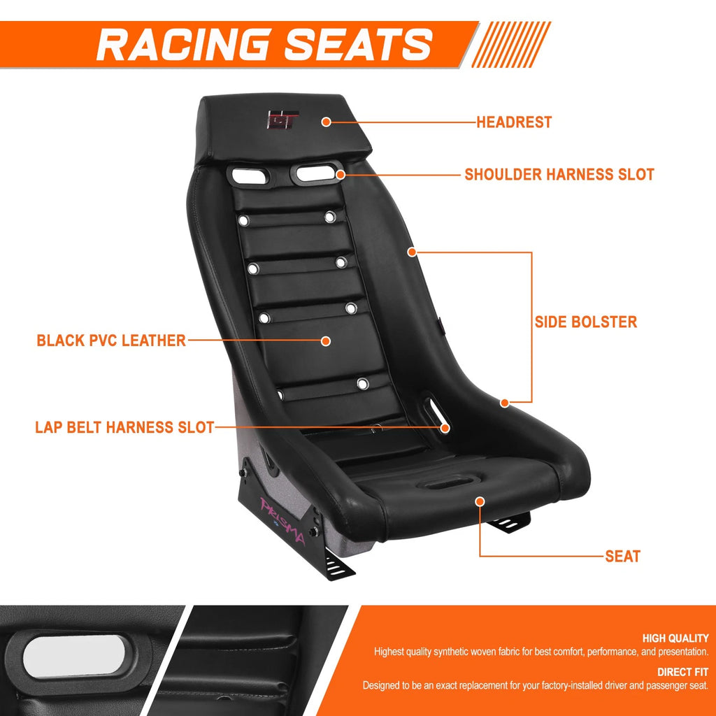 NRG Prisma GT Fixed Back Bucket Racing Seat for Universal Fit (NRG PRI-100BK-H)