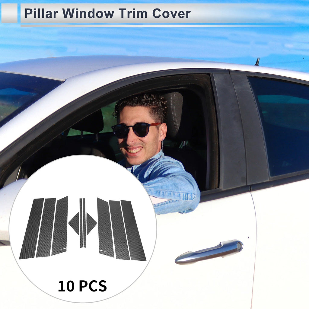 10 Pcs Door Pillar Window Trim for Mazda CX-5 (2012–2016) Carbon Fiber