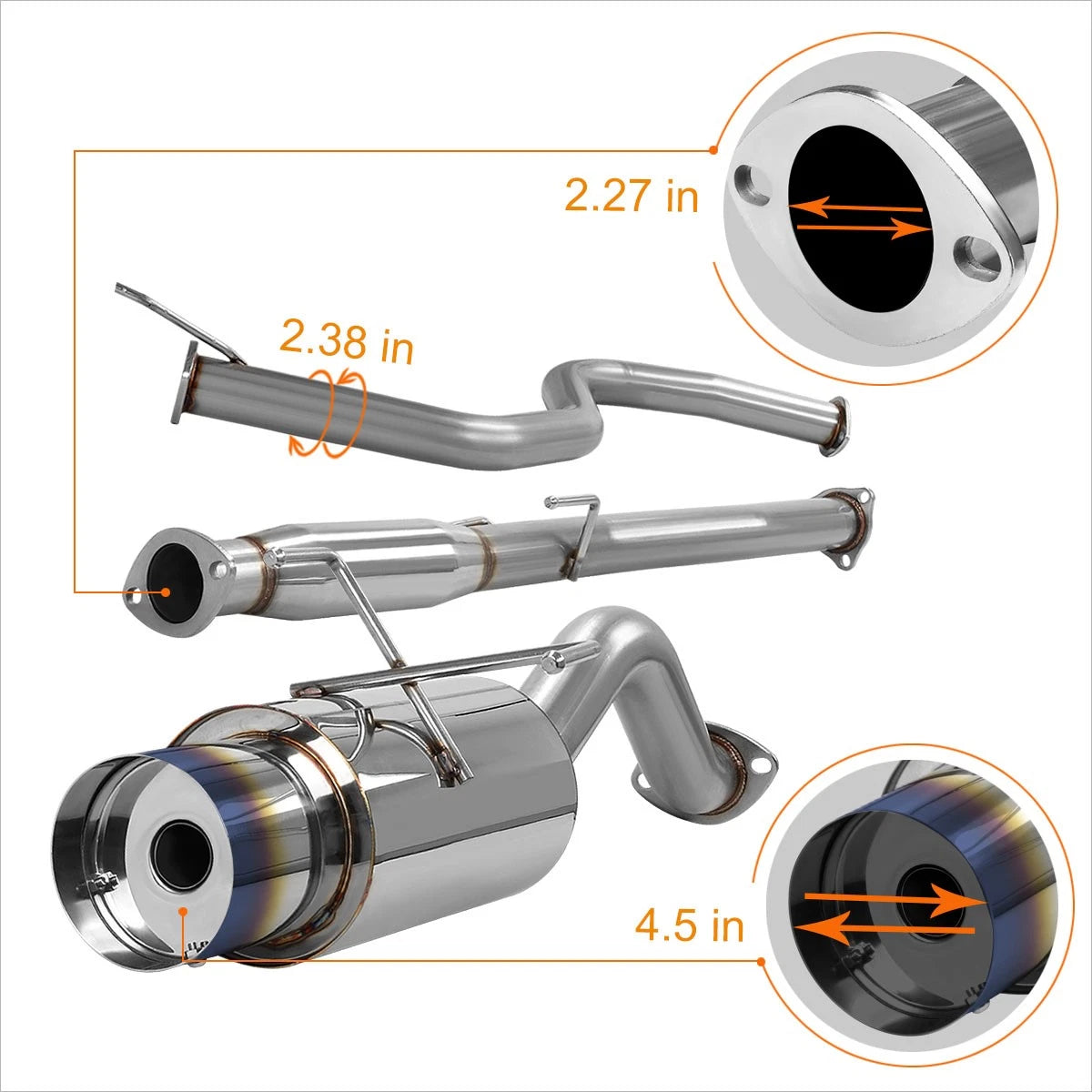 4.5" Burnt Tip Muffler for Honda Civic DX/EH2/EH3 (1992–1995)