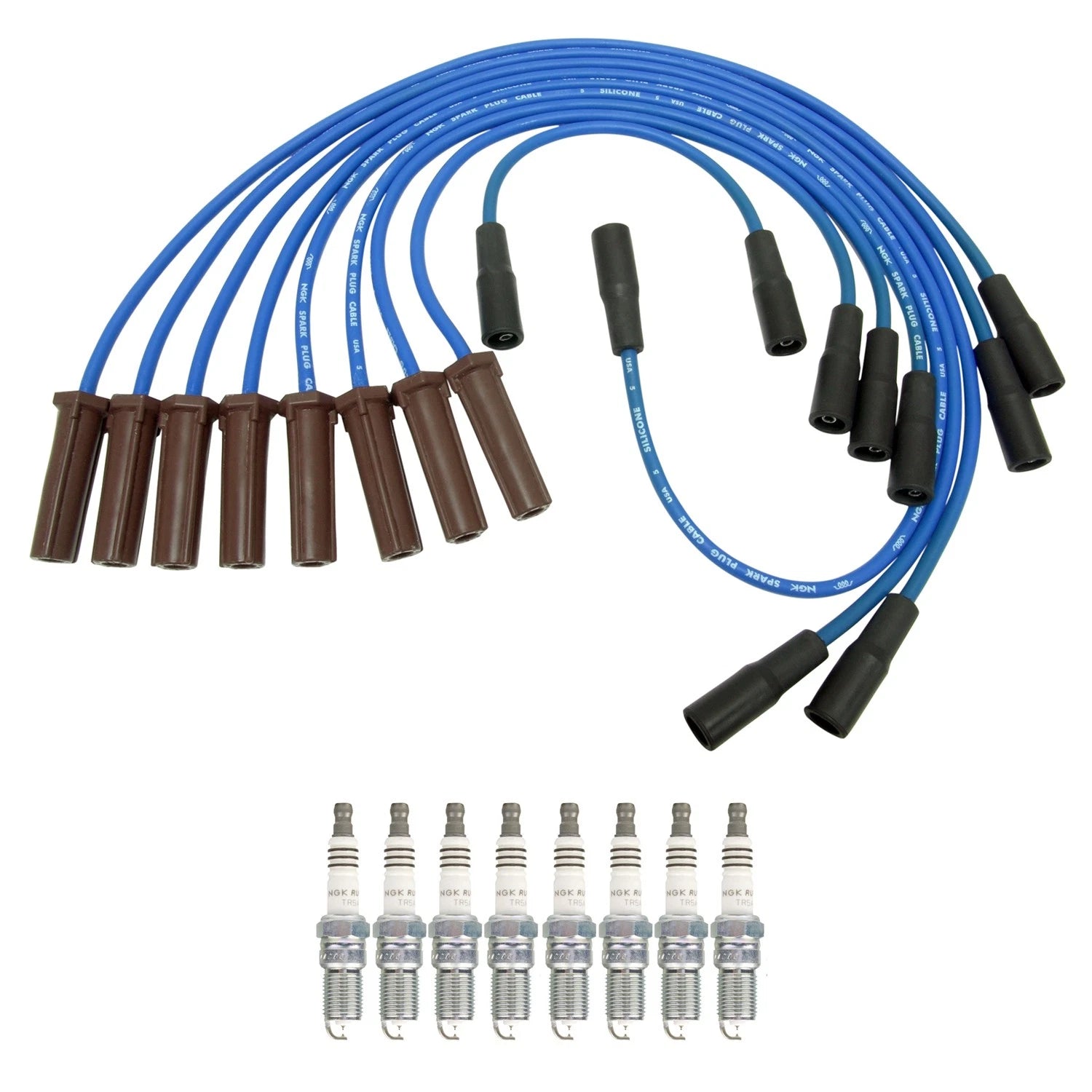 NGK Wire Set & 8 Ruthenium HX Spark Plugs for C2500 K2500 P30 (1996–2002)