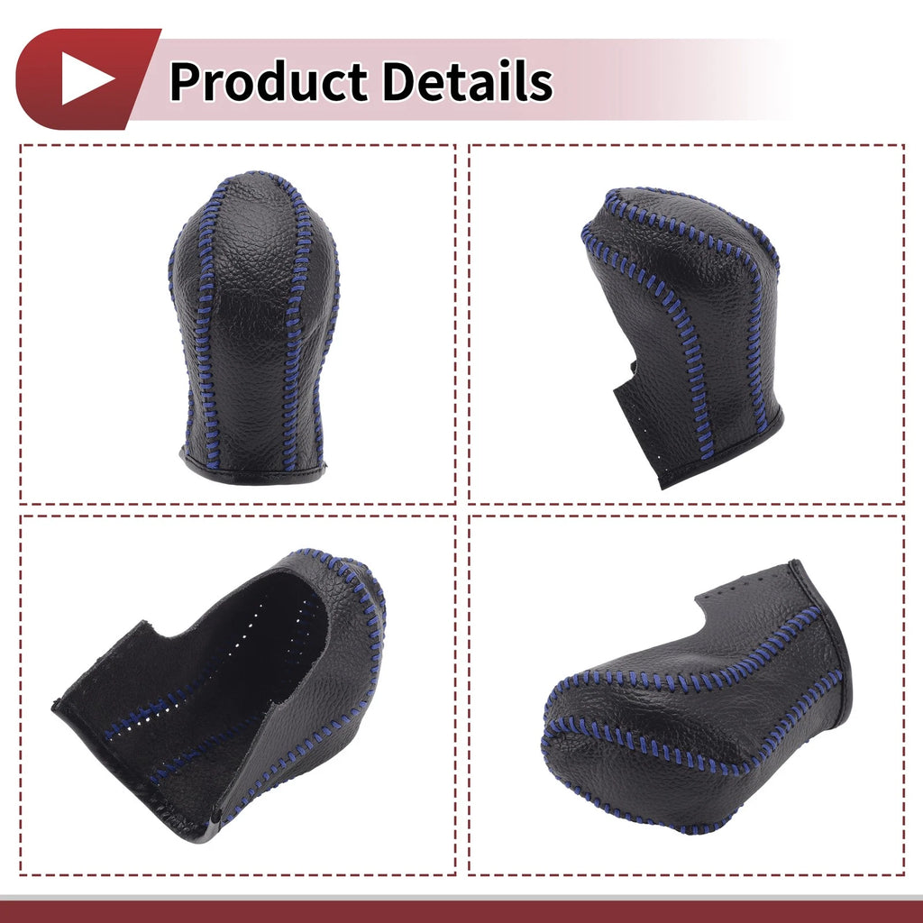1Pc Gear Shift Knob Cover for Nissan Maxima (2016–2023) Black Blue Faux Leather