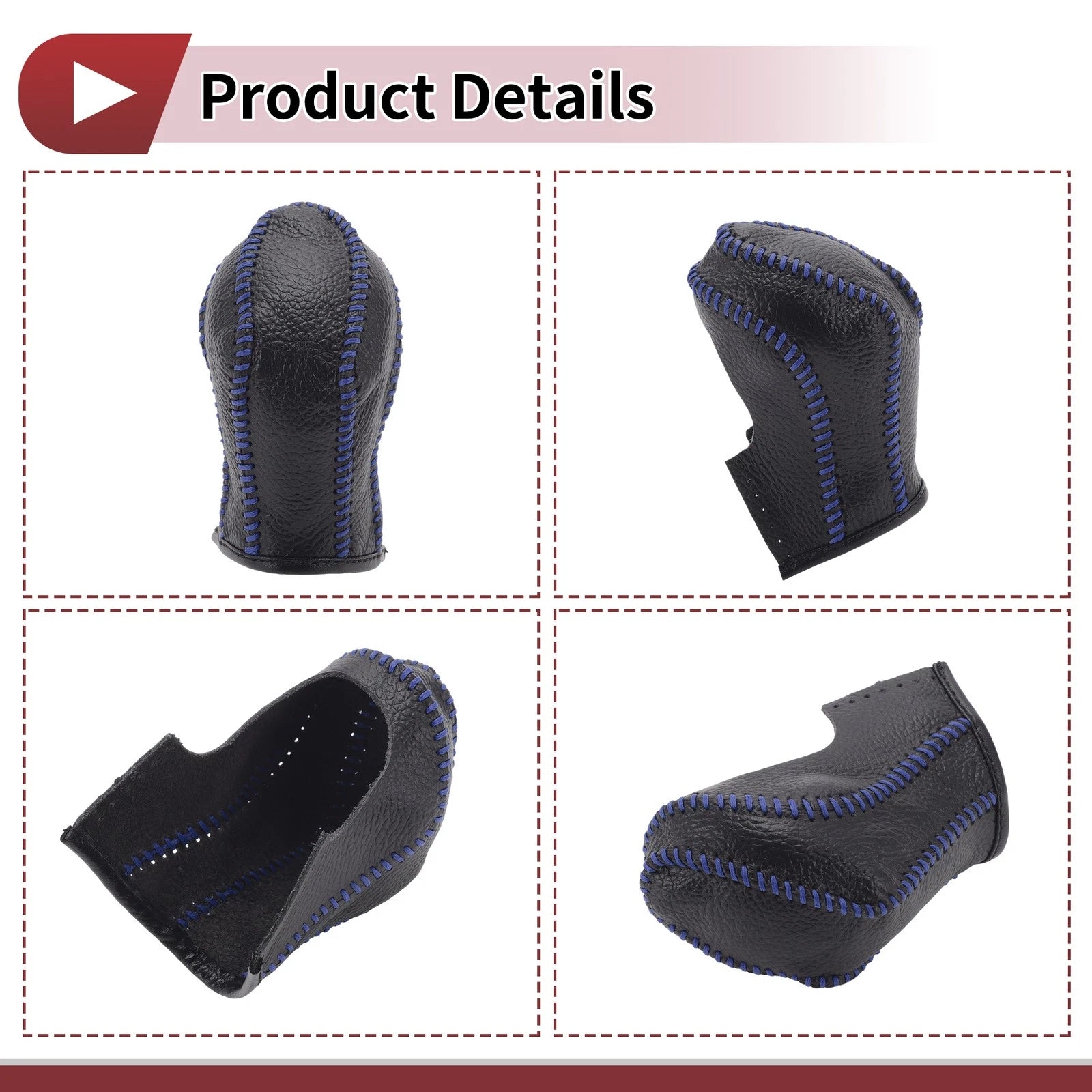 1Pc Gear Shift Knob Cover for Nissan Maxima (2016–2023) Black Blue Faux Leather