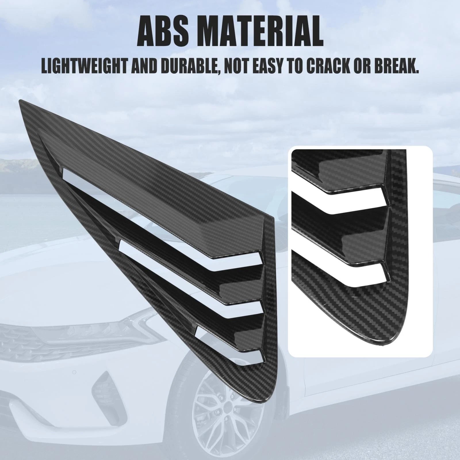 2X Rear Window Louver Air Vent Cover for Kia K5 (2021–2022) Carbon Fiber