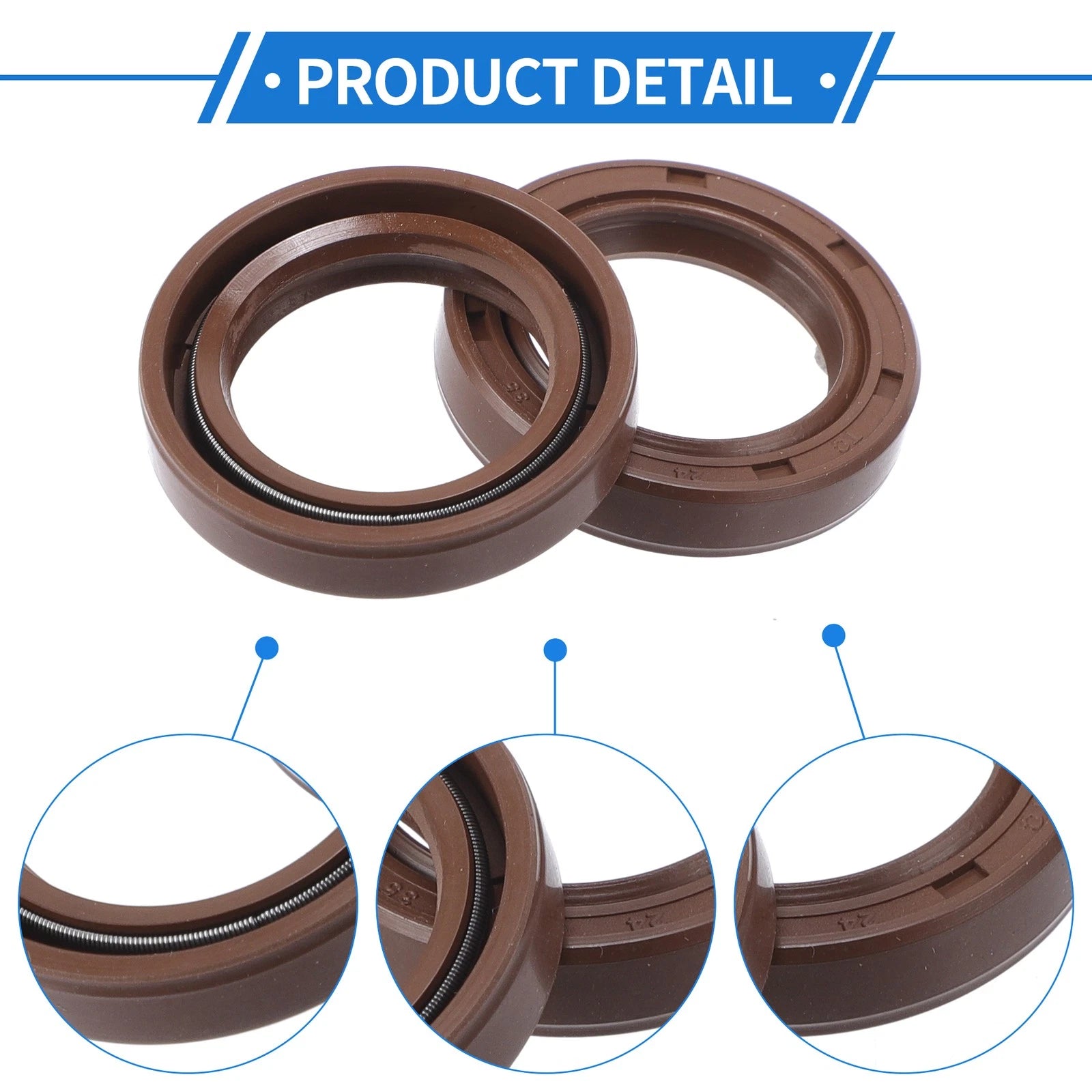 Set of 2 Oil Seal Rotary Shaft Seal FKM Rubber 24x35x7mm for Various Models