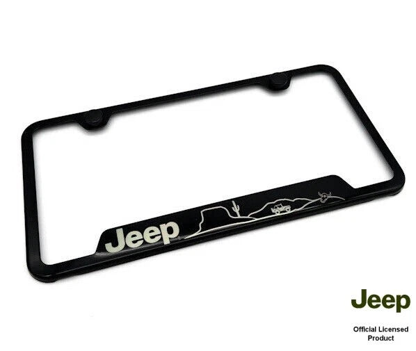 Black Stainless License Plate Frame Replacement for Jeep Wrangler (2007–2023)