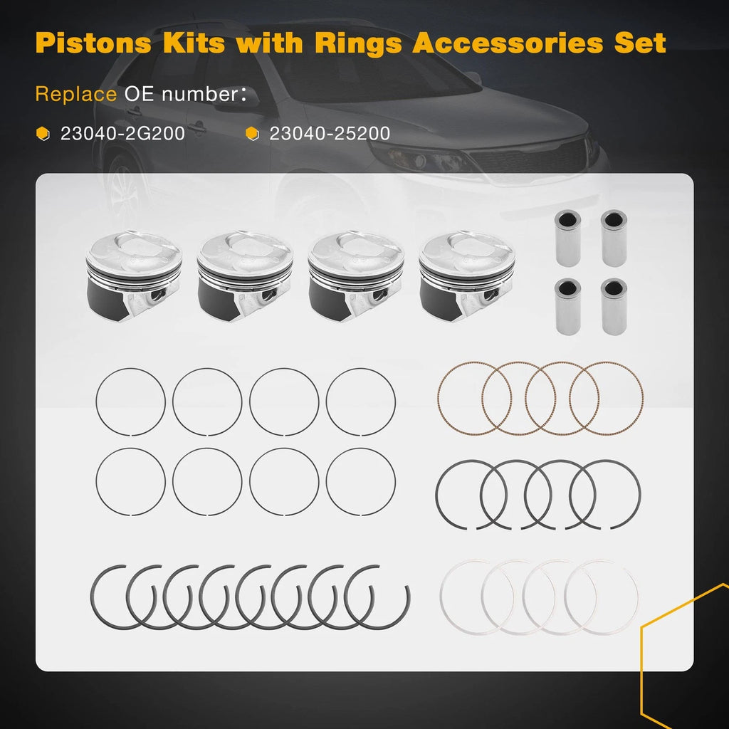 2.4 Engine Piston Kit w/ Connecting Rod for Hyundai Sonata, Kia Optima, Sorento