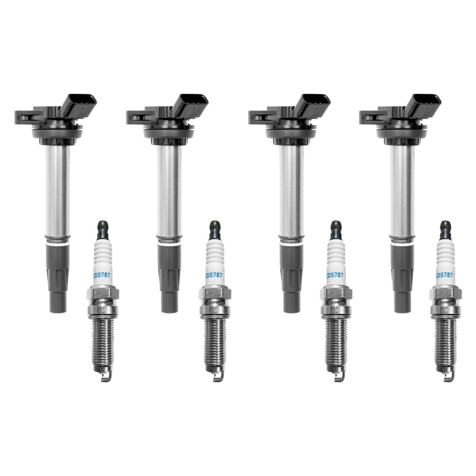 Set of 4 UF596 Ignition Coils & Spark Plugs for Toyota Corolla Prius Lexus (1.8L)