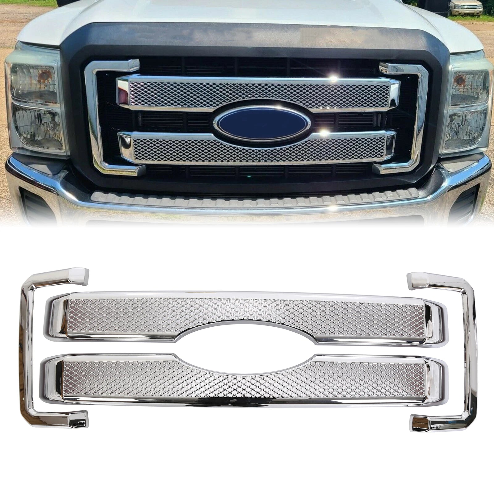 Platinum Style Grille Cover Overlay for Ford F250 F350 F450 F550 (2011–2016)