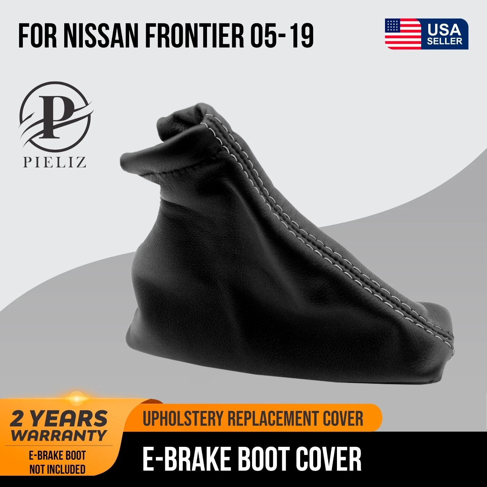 E Brake Boot Cover for Nissan Frontier (2005–2019) White Stitch PVC Leather