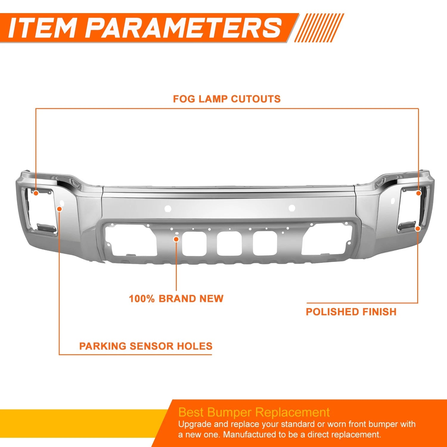 Chrome Front Bumper Face Bar for GMC Sierra (2007–2013)
