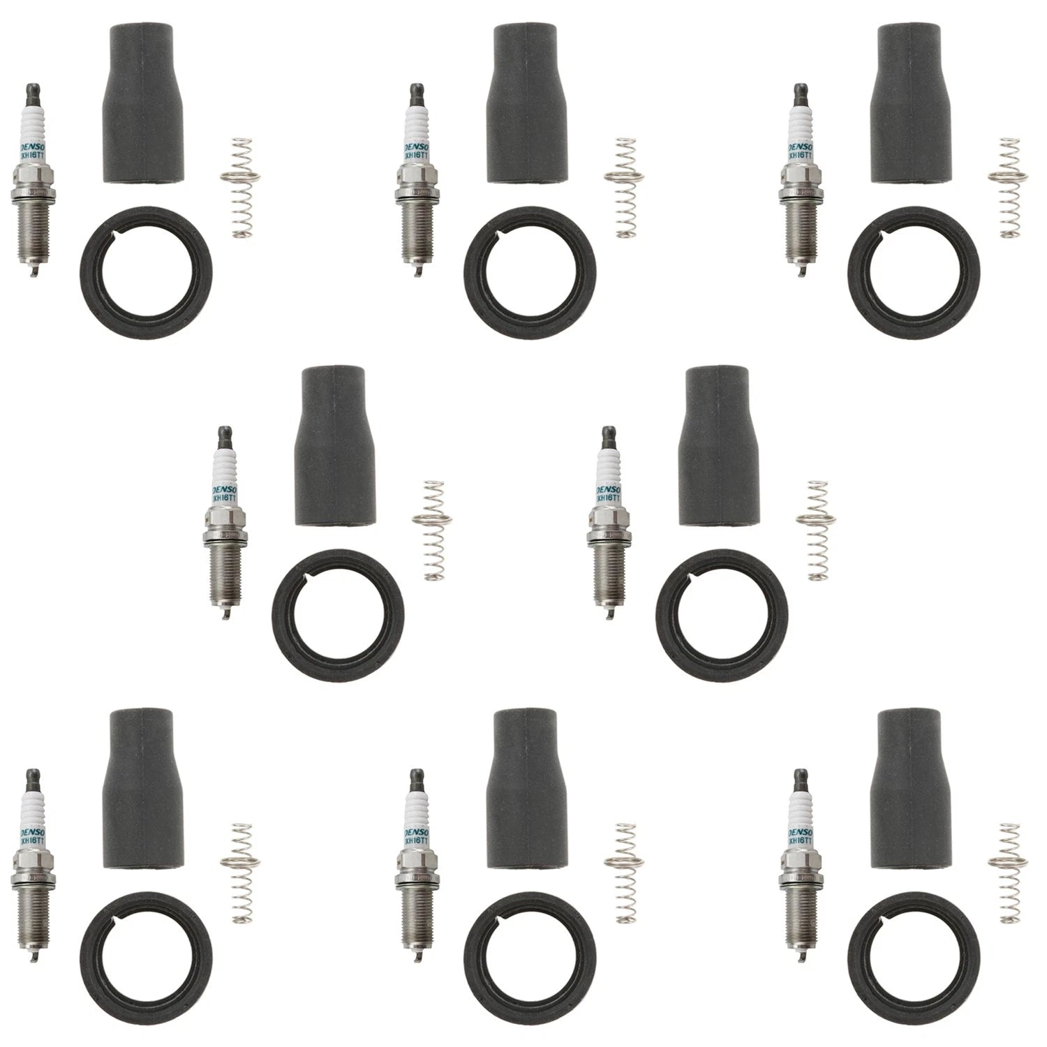 Set of 8 Iridium Spark Plugs & NGK Coil Boots for Kia Borrengo (2014–2016)
