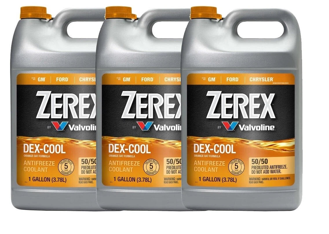 3X 1 Gallon Zerex Orange Dex Cool 50/50 Antifreeze Coolant