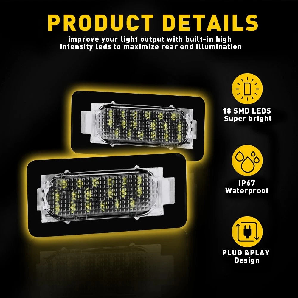 2X White SMD LED License Plate Lights for Toyota Corolla (2014–2019)
