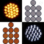 20pcs 24V 4" LED Side Marker Trailer Clearance Tail Lamps Round White & Amber