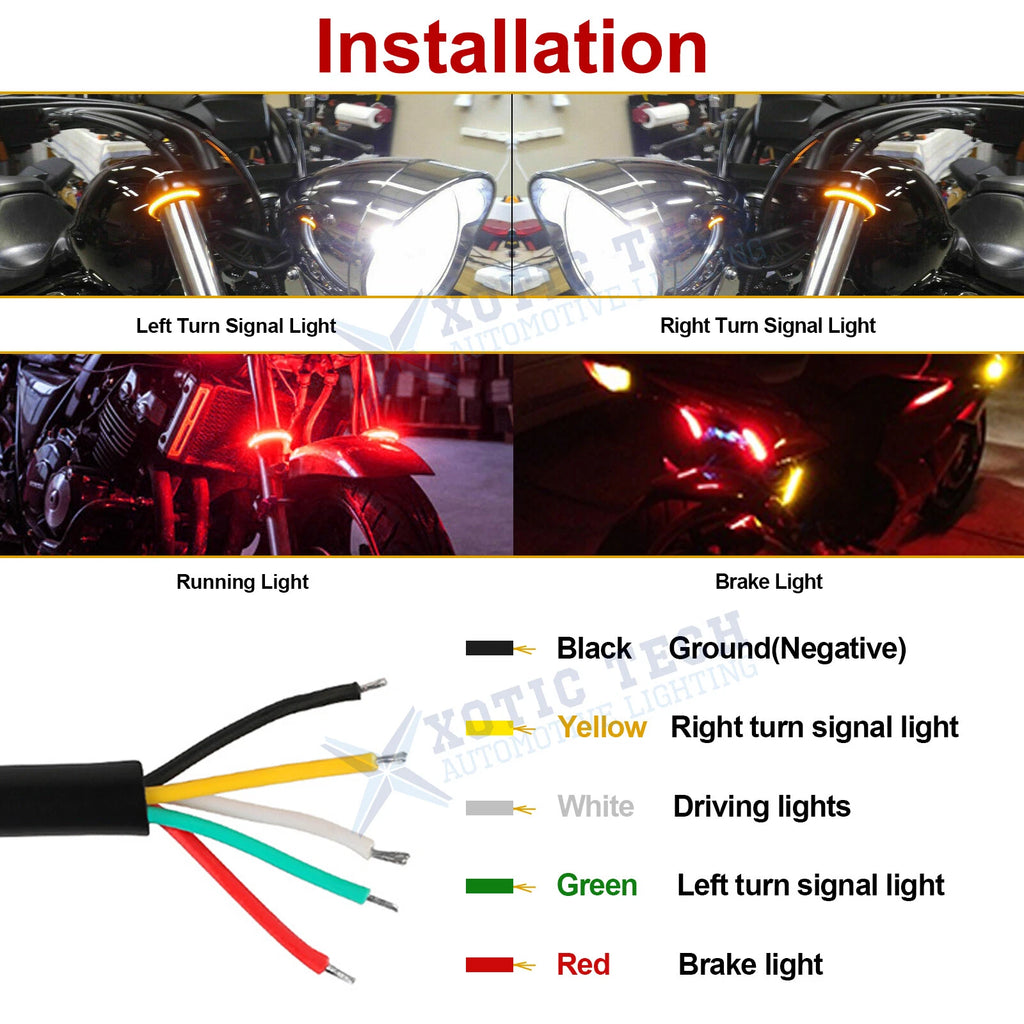 Amber Red LED Fork Turn Signal Indicators for Motorcycle (-)