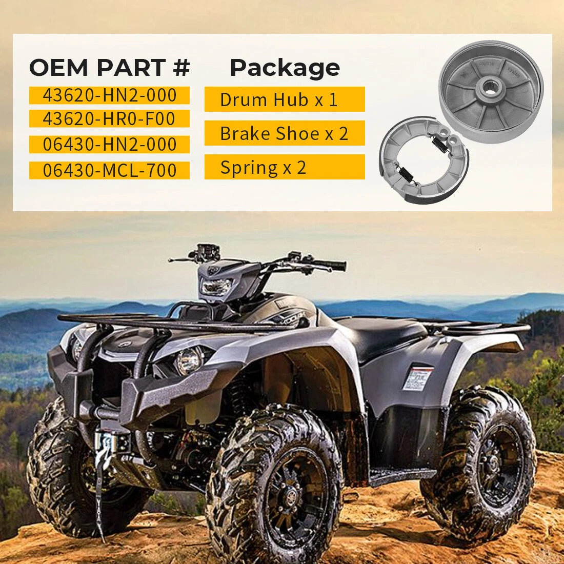 Rear Brake Drum Hub & Shoes for Honda Foreman 500 TRX500FE/FM/FPE/FPM/TM (2005–2013)