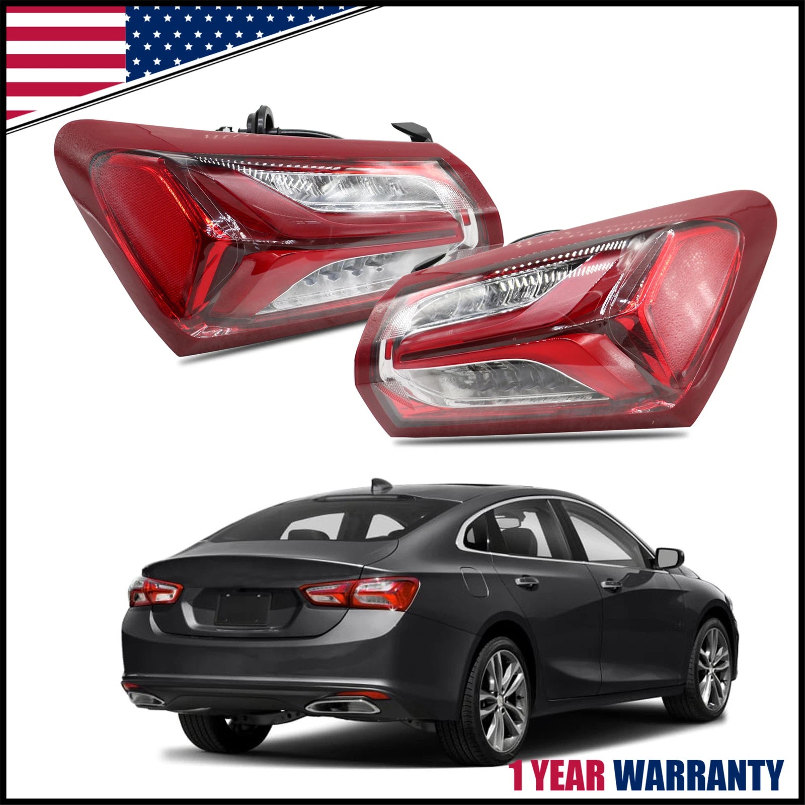 Tail Light Replacement for Chevy Malibu XL (2019–2021) Rear Brake Stop Lamps