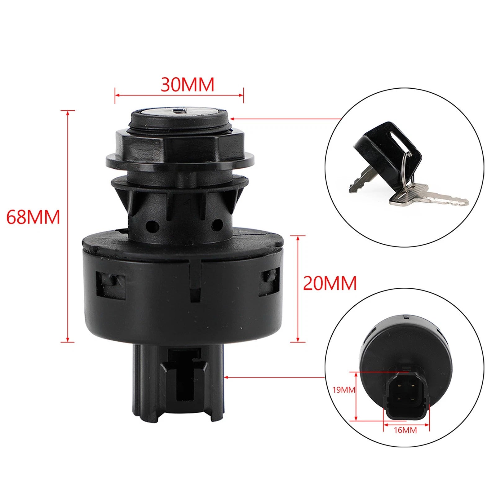 4-Pin Ignition Key Switch for Yamaha Wolverine 750 800 X4 X2 R-Spec (2016–2020)