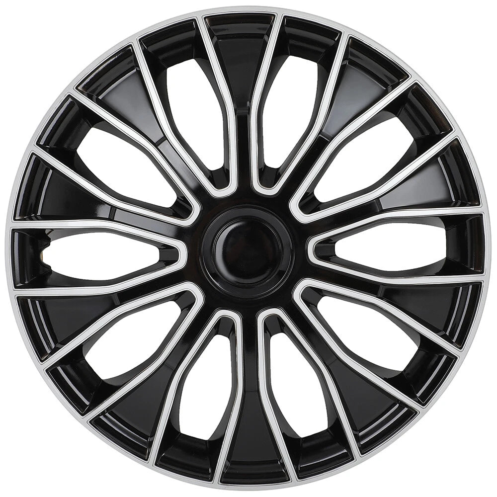 Set of 4 Wheel Hub Caps for All Makes Models (15") Black & Silver