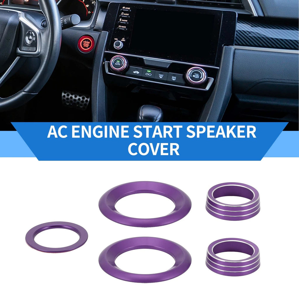 5X AC Engine Start Speaker Knob Cover Ring for Honda Civic (2016–2021) Purple