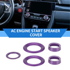5X AC Engine Start Speaker Knob Cover Ring for Honda Civic (2016–2021) Purple
