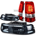 Smoked Crystal Headlight + Corner + Red 3D LED Tail Light for Silverado (1999–2002)