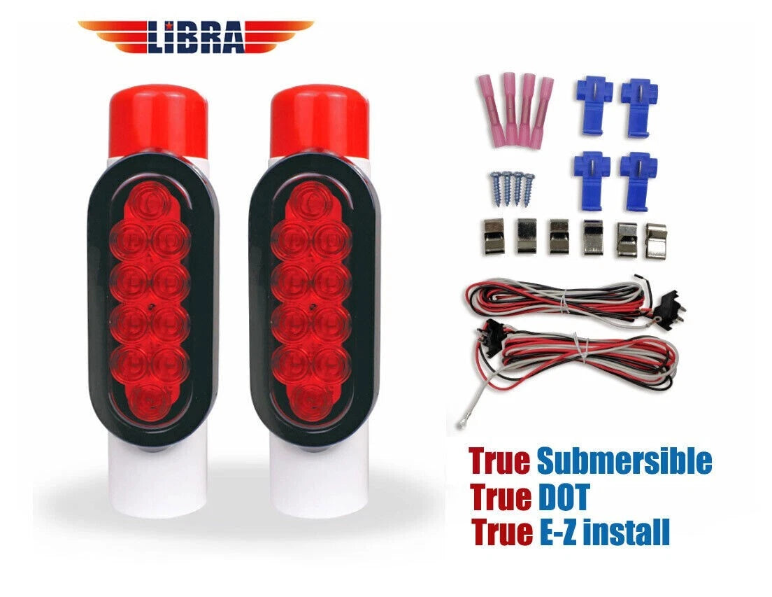 LED Guide-on Post Pipe Lights for Boat Trailers (DOT, EZ Install)