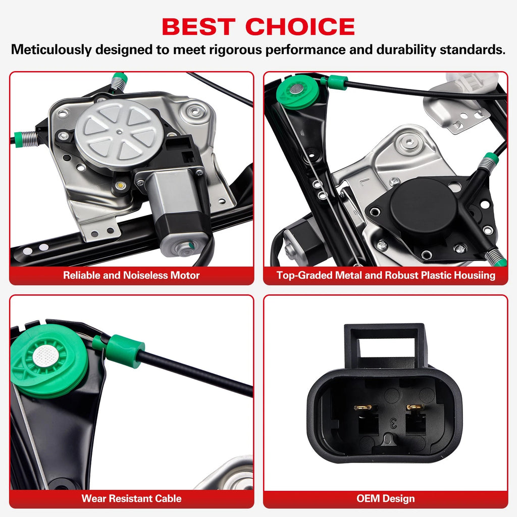 Front Left Power Window Regulator Motor Assembly for Pontiac Grand Am (1999–2005) 741-643