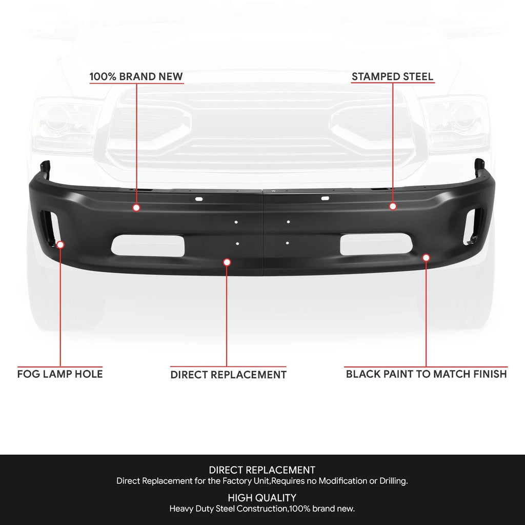 Steel Front Bumper Face Bar for Ram 1500 Classic (2014–2023) w/ Fog Light Cutout