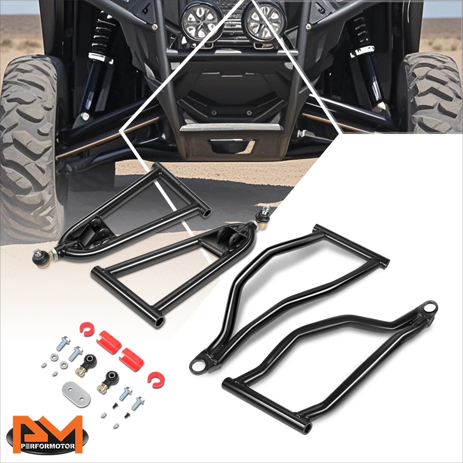 Set of 2 Tubular Front Upper & Lower Offset Control A-Arms for Polaris RZR S/4 (2009–2014)