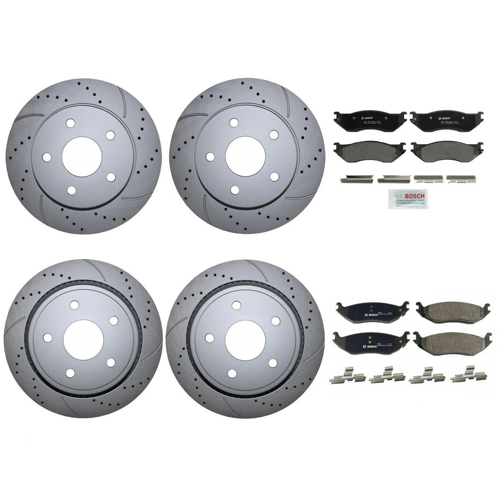 Front & Rear Brake Kit with Drilled Discs & Pads for Dodge Ram 1500