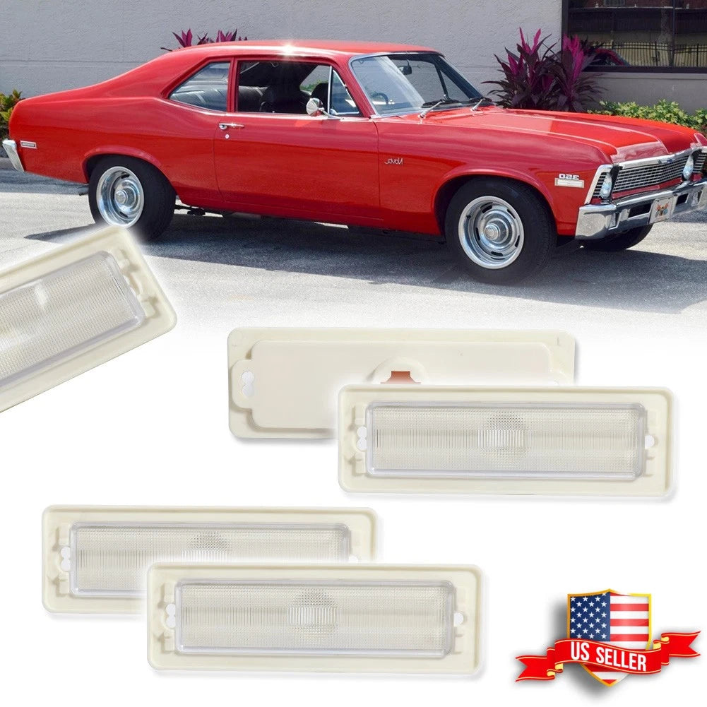 Set of 4 Clear Lens Side Marker Lights for Chevy Nova (1970–1974)