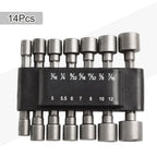 Set of 9 Hexagonal Handle Socket Bits for Various Applications