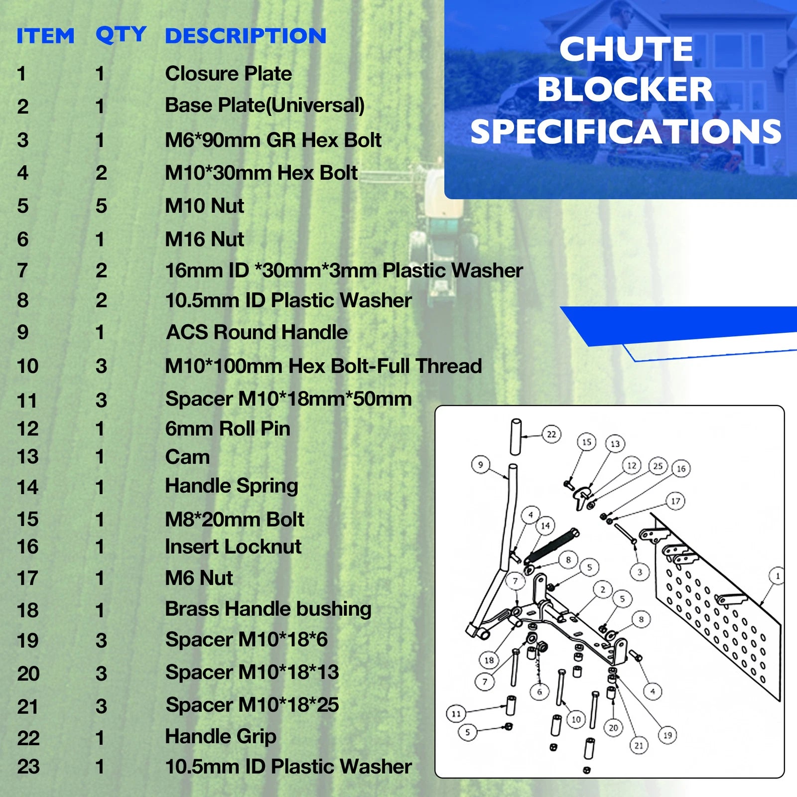 Chute Blocker System for Toro ZT Mowers (Fits Most Models)