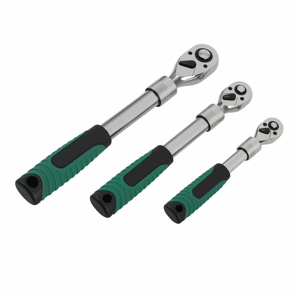 3pc Socket Wrench Set 1/4 3/8 1/2 Drive 72-Tooth for Automotive