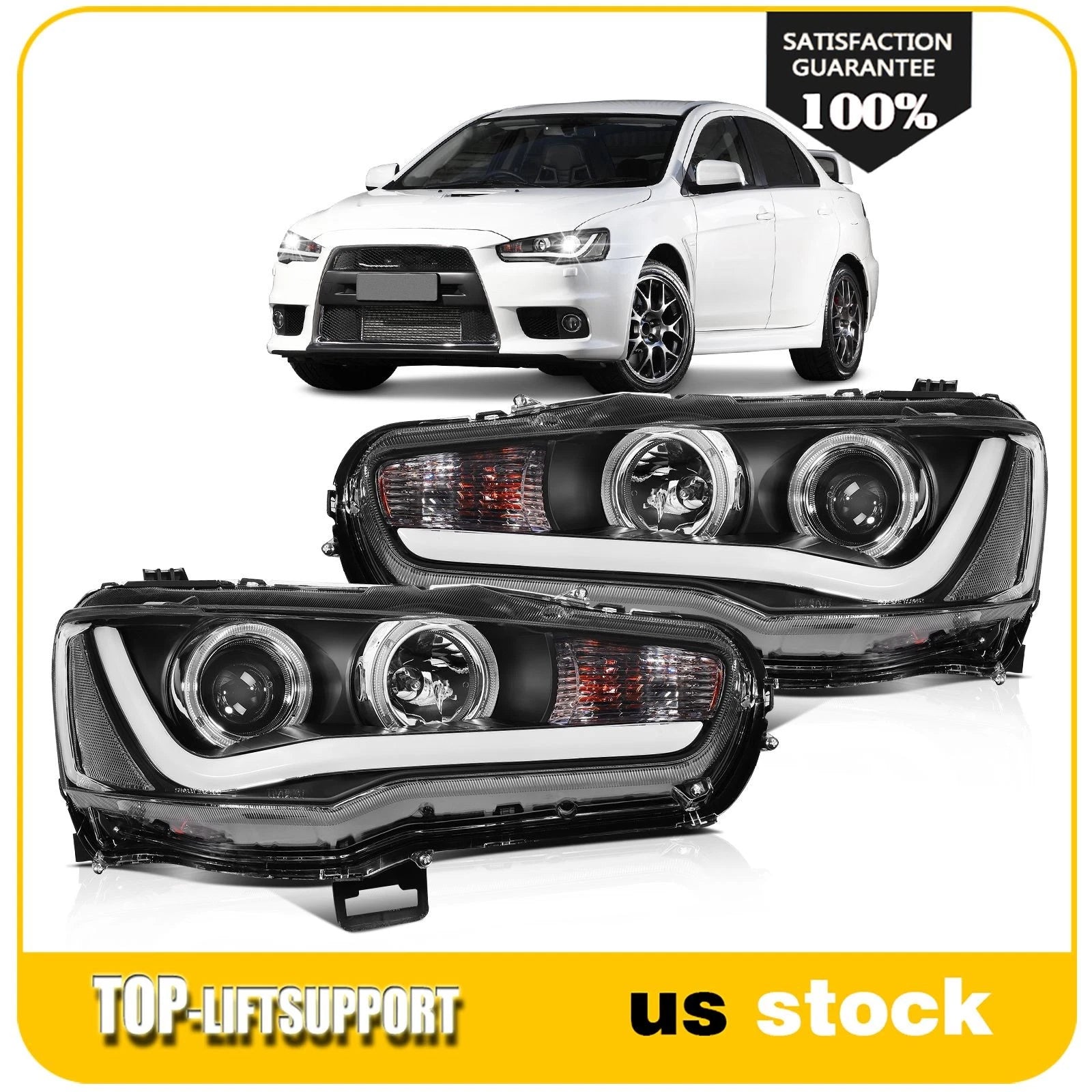 2X Headlight Assembly for Mitsubishi Lancer EVO (2008–2017)