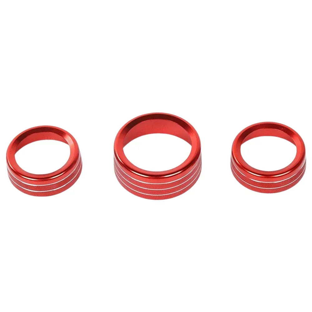 3 x AC Radio Switch Trim Ring Knob Covers Red for 2015-2020 Challenger Charger